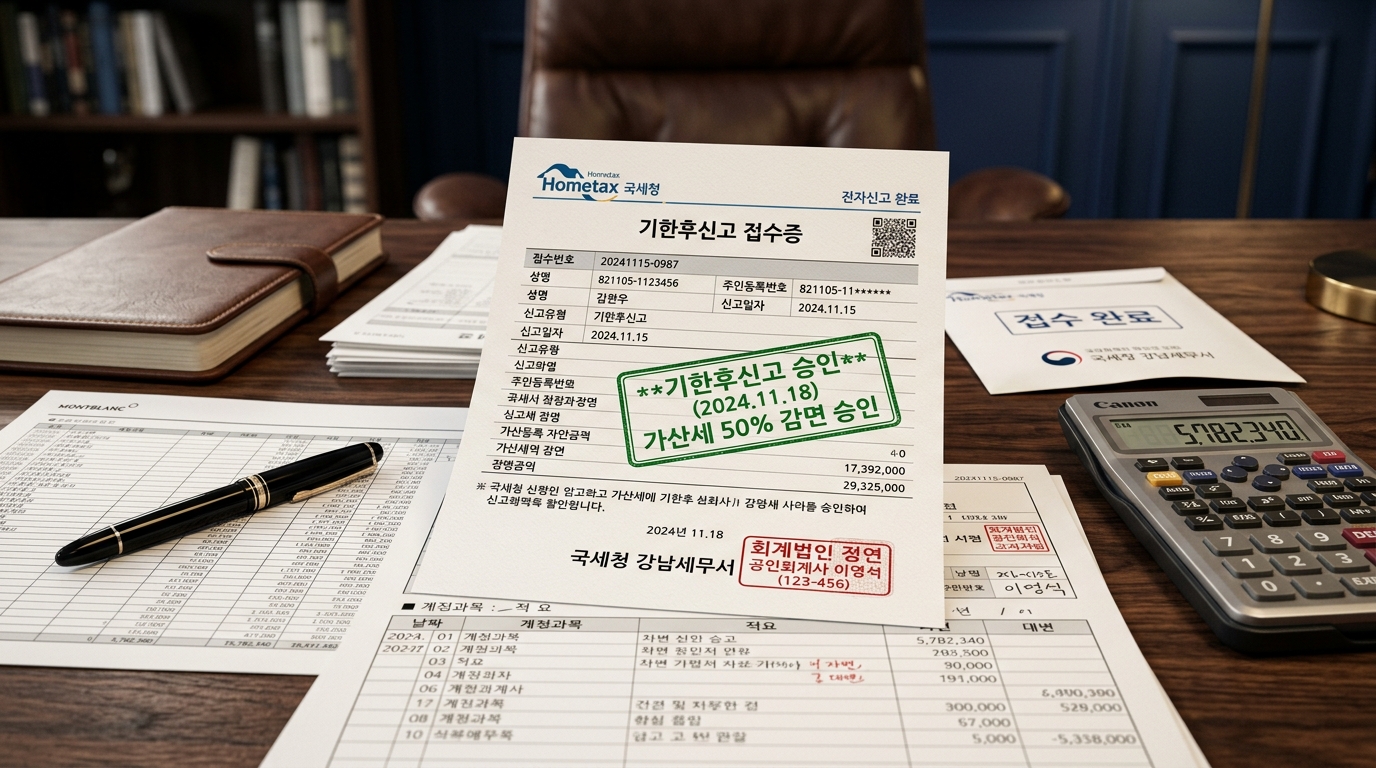 종합소득세 부가가치세 기한후신고 가산세 50% 법정 감면 및 간편장부 복원